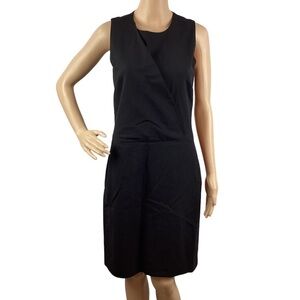 Theory Darbia Faux Wrap Wool Blend Dress Size 4 Black